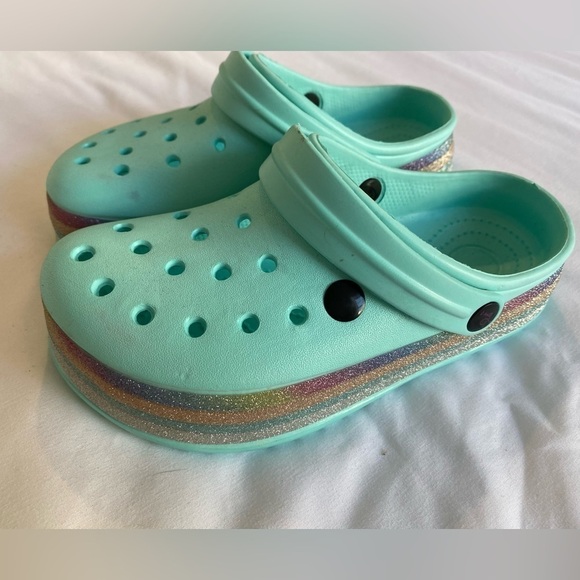 Other - Little Girls Clogs “crocs” with rainbow glitter Platform design. Girls S…​​​​